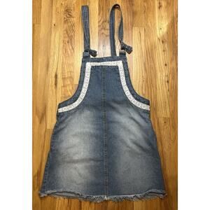 Women’s Size 6 Venus Denim Overall Dress With Lace Detail & Pockets BOHO Hippie